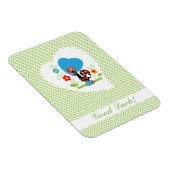 Portugese Rooster met lichtgroene polka-stippen. Magneet (Rechterzijde)