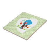 Portugese Rooster met lichtgroene polka-stippen. Tegeltje (Zijkant)