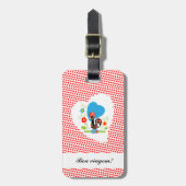 Portugese rooster met rode polka-stippen bagagelabel (Voorkant verticaal)