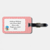 Portugese rooster met rode polka-stippen bagagelabel (Achterkant horizontaal)