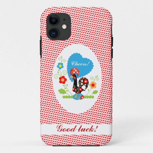 Portugese rooster met rode polka-stippen Case-Mate iPhone case (Achterkant)