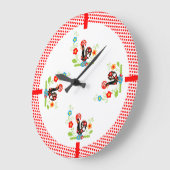 Portugese rooster met rode polka-stippen grote klok (Hoek)