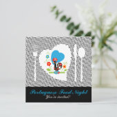 Portugese rooster met zwarte haarstaartstippen kaart (Staand voorkant)