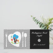 Portugese rooster met zwarte haarstaartstippen kaart (Staand voorkant)