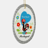 Portugese rooster met zwarte haarstaartstippen keramisch ornament (Rechts)