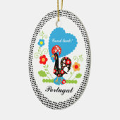 Portugese rooster met zwarte haarstaartstippen keramisch ornament (Links)