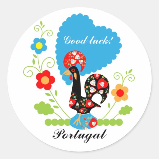 Portugese rooster ronde sticker (Voorkant)
