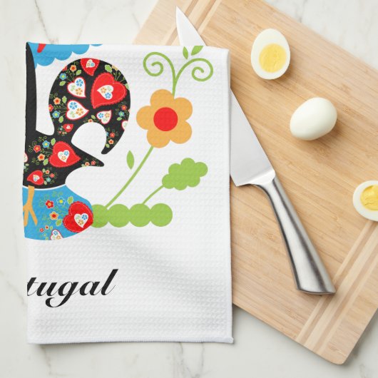 Portugese rooster theedoek (Quarter Fold)