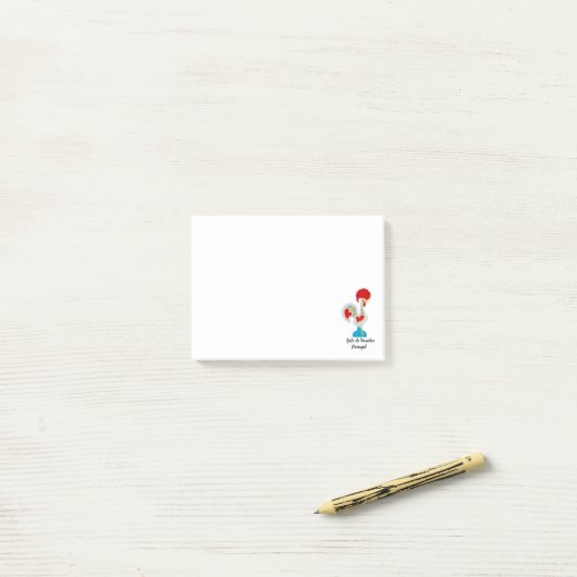Portugese rooster van Barcelona in wit Post-it® Notes (Op bureau)