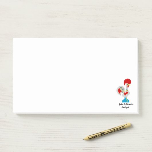 Portugese rooster van Barcelona in wit Post-it® Notes (Op bureau)