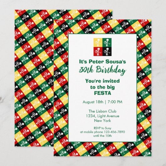 Portugese Rooster van de Birthday-partij van Barce Kaart (Voorkant / Achterkant)