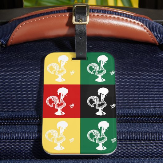 Portugese rooster van het kleurrijke patroon van B Bagagelabel (Voorkant Insitu 2)