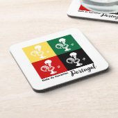 Portugese rooster van het kleurrijke patroon van B Bier Onderzetter (Linkerzijde)