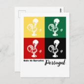 Portugese rooster van het kleurrijke patroon van B Briefkaart (Voorkant / Achterkant)