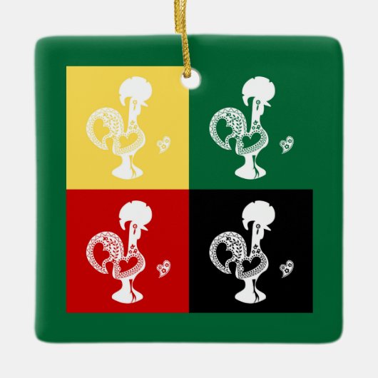 Portugese rooster van het kleurrijke patroon van B Keramisch Ornament (Voorkant)