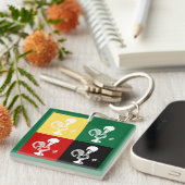 Portugese rooster van het kleurrijke patroon van B Sleutelhanger (Voorkant Rechts)