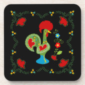 Portugese rooster van Luck in groen Bier Onderzetter (Voorkant)