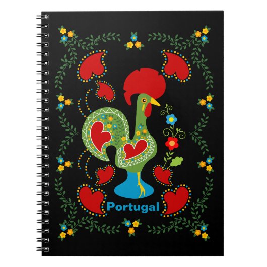 Portugese rooster van Luck in groen Notitieboek (Voorkant)