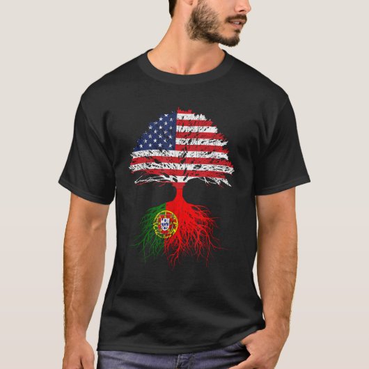Portugese Roots Amerikaanse Groot-Portugal vlag Ca T-shirt (Voorkant)
