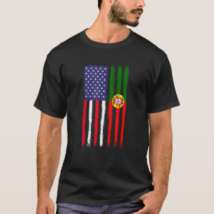 Portugese rots halve Amerikaanse vlagpatriottische T-shirt