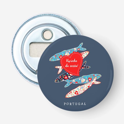 Portugese sardines button flesopener (Voorkant)