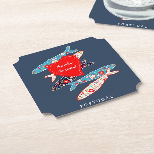 Portugese sardines kartonnen onderzetters (Gekanteld)
