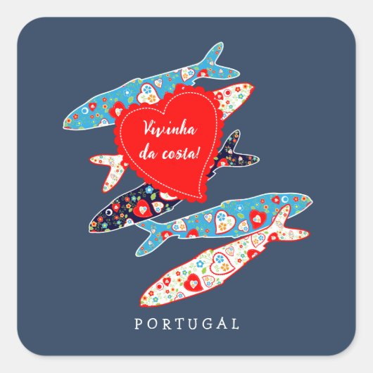 Portugese sardines vierkante sticker (Voorkant)