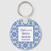 Portugese Tegel Blauw Mediterraan Bruidsmeisje Sho Sleutelhanger (Voorkant)