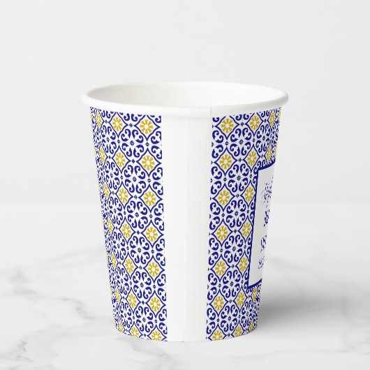 Portugese Tegel Blauwe Mediterrane Bruidsdouche Papieren Bekers (Rechts)