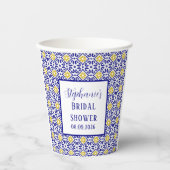 Portugese Tegel Blauwe Mediterrane Bruidsdouche Papieren Bekers (Voorkant)