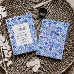 Portugese Tegel Blue White 50th Birthday Kaart