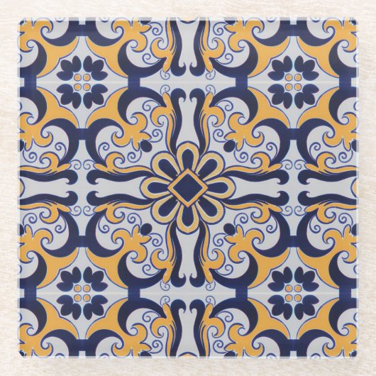 Portugese tegel glazen onderzetter (Voorkant)