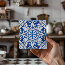 Portugese Tegel Kunst Onderzetters Levendig Blauw Tegeltje