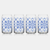 Portugese tegel met blauwe monogram  blikvorm glas (Achterkant)