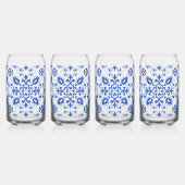 Portugese tegel met blauwe monogram  blikvorm glas (Links)