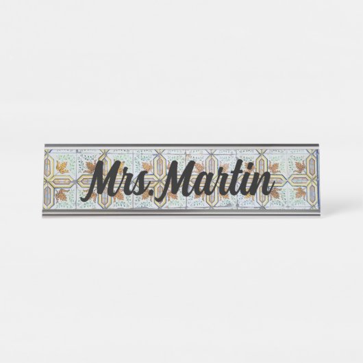  Portugese Tegel Naam Bord Bureau Naambordje (Voorkant)