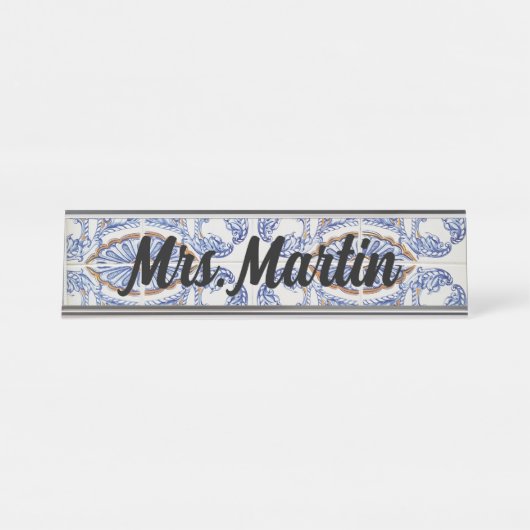  Portugese Tegel Naam Bord Bureau Naambordje (Voorkant)