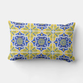 Portugese Tegel Pattern Yellow Blue Outdoor Buitenkussen (Achterkant)