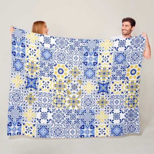 Portugese Tegelpatroon  Fleece Deken (In situ)