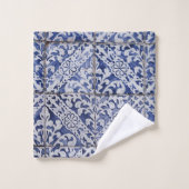 Portugese tegels - Azulejo Blue en White Floral Bad Handdoek (Wasdoekje)