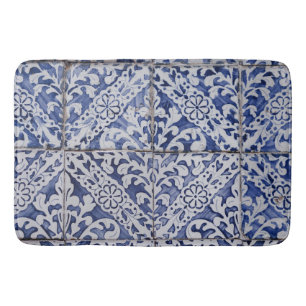 Portugese tegels - Azulejo Blue en White Floral Badmat