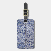 Portugese tegels - Azulejo Blue en White Floral Bagagelabel (Voorkant verticaal)