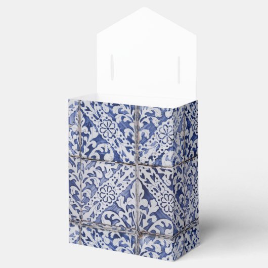 Portugese tegels - Azulejo Blue en White Floral Bedankdoosjes (Geopend)
