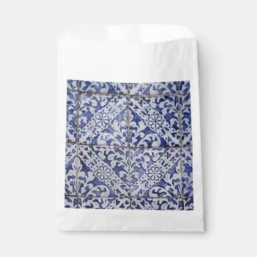 Portugese tegels - Azulejo Blue en White Floral Bedankzakje (Voorkant)