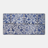 Portugese tegels - Azulejo Blue en White Floral Bureaumat (Voorkant)