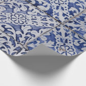 Portugese tegels - Azulejo Blue en White Floral Cadeaupapier (Hoek)