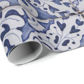 Portugese tegels - Azulejo Blue en White Floral Cadeaupapier (Rol Hoek)