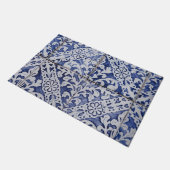 Portugese tegels - Azulejo Blue en White Floral Deurmat (Schuin)