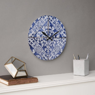 Portugese tegels - Azulejo Blue en White Floral Grote Klok
