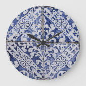 Portugese tegels - Azulejo Blue en White Floral Grote Klok (Voorkant)